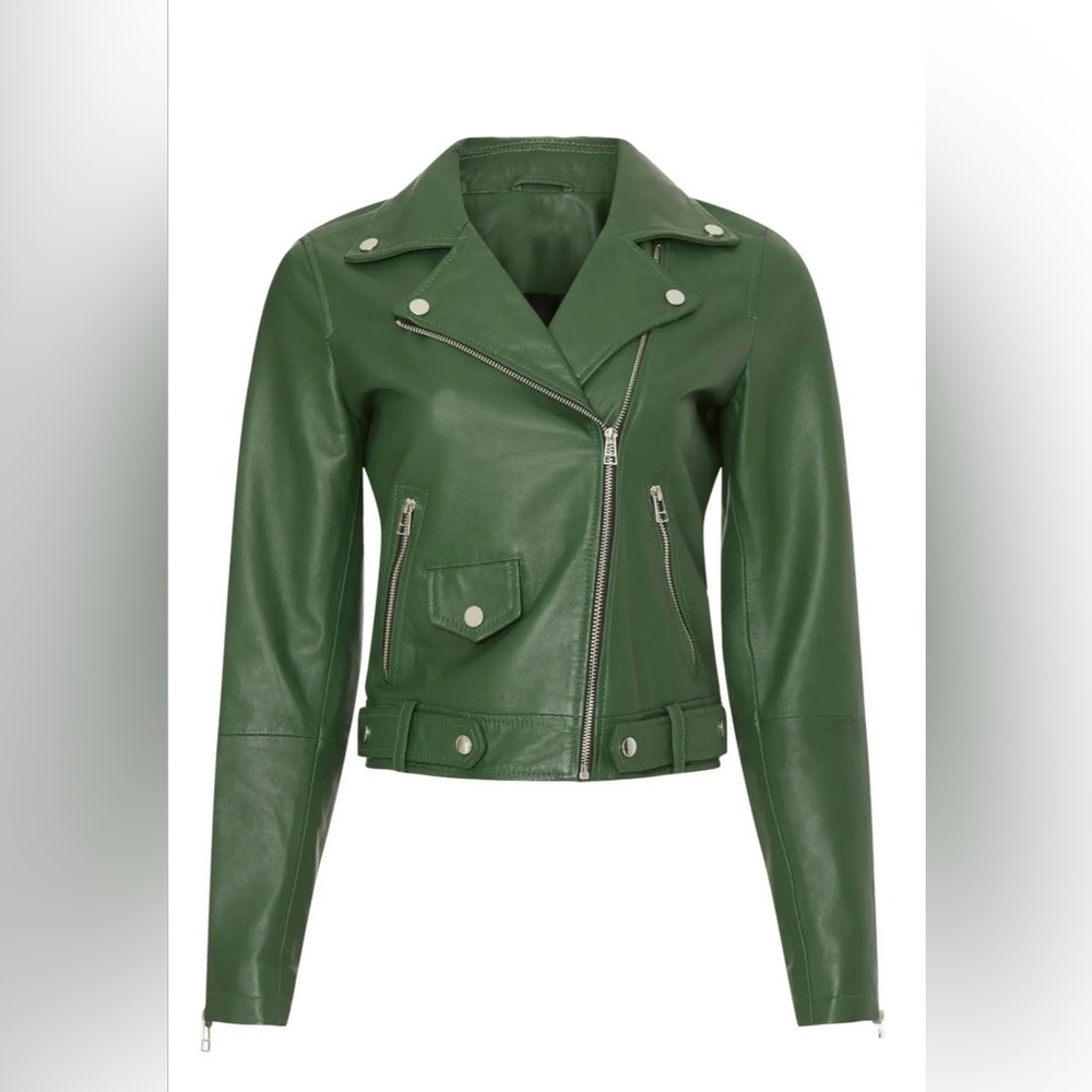 Green Slate and Willow Leather Jacket XS